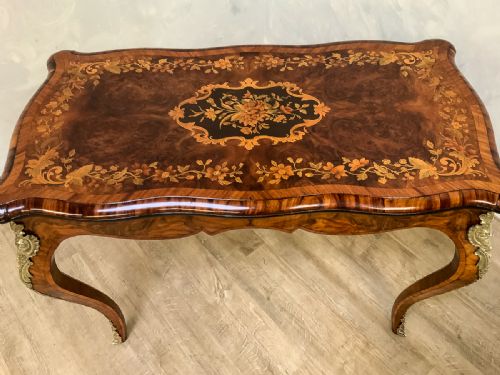 Superb Victorian Card Table Burr Walnut and Marquetry Inlay