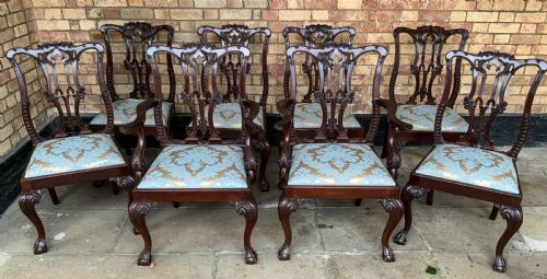 A Quality Set of 8 Chippendale Style Dining Chairs Victorian