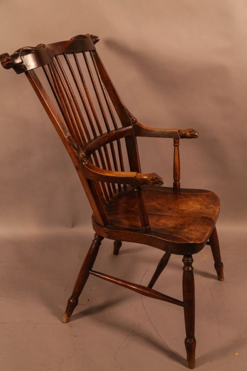 POSSIBLY UNIQUE WINDSOR CHAIR SNAKE HEAD CARVINGS - ADDITIONAL PHOTO 1