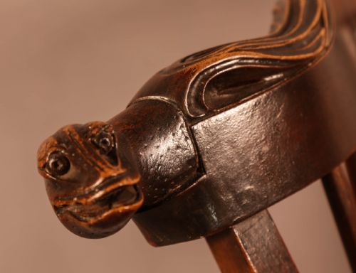 POSSIBLY UNIQUE WINDSOR CHAIR SNAKE HEAD CARVINGS - ADDITIONAL PHOTO 5