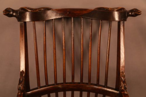 POSSIBLY UNIQUE WINDSOR CHAIR SNAKE HEAD CARVINGS - ADDITIONAL PHOTO 11