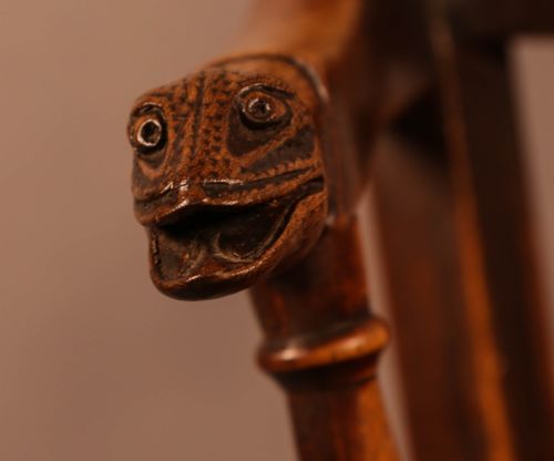 POSSIBLY UNIQUE WINDSOR CHAIR SNAKE HEAD CARVINGS - ADDITIONAL PHOTO 15