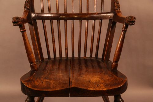 POSSIBLY UNIQUE WINDSOR CHAIR SNAKE HEAD CARVINGS - ADDITIONAL PHOTO 17