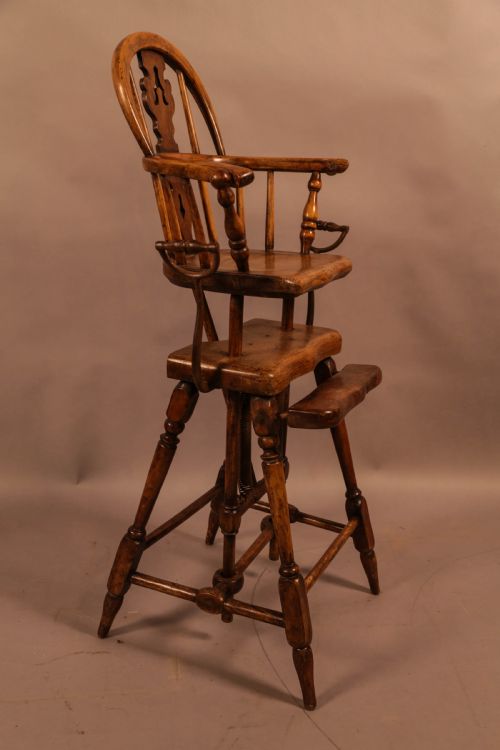 A RARE VICTORIAN CHILDS EXERCISE CHAIR YEW WOOD - ADDITIONAL PHOTO 1