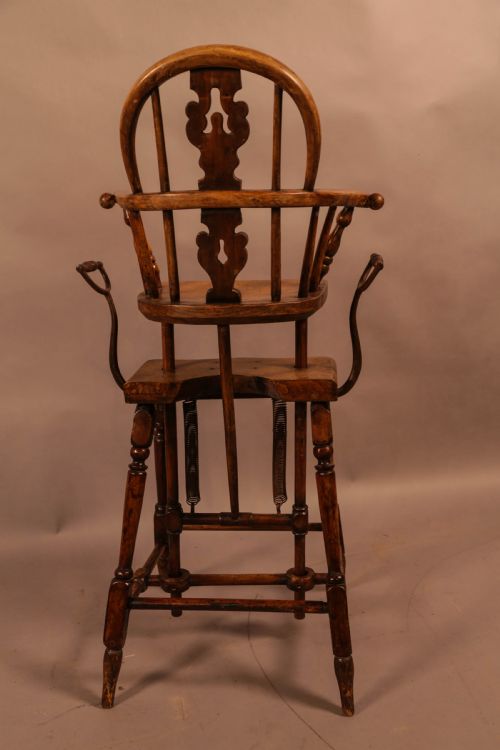 A RARE VICTORIAN CHILDS EXERCISE CHAIR YEW WOOD - ADDITIONAL PHOTO 2