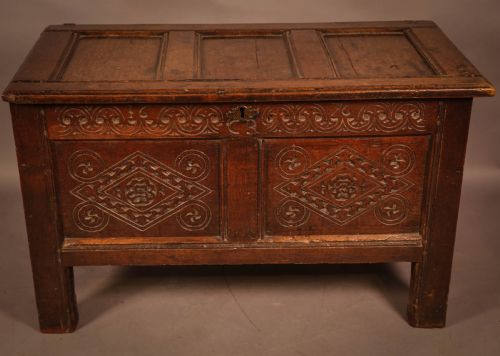 A 17th Century Oak Coffer Dated 1676 Initials Cr