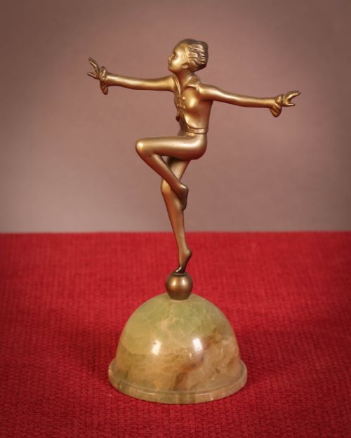 Art Deco Dancer Cold Painted Spelter