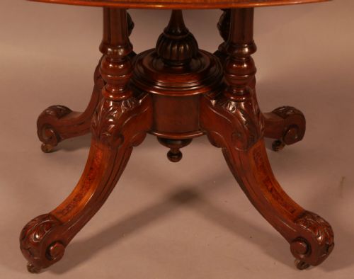 A VICTORIAN WINDOW TABLE IN BURR WALNUT - ADDITIONAL PHOTO 3