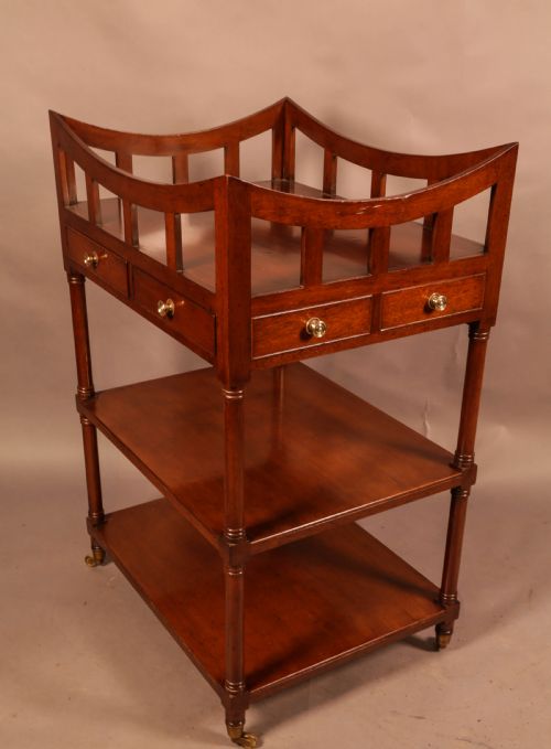 A MAHOGANY 3 TEIR LIBRARY BOOK STAND - ADDITIONAL PHOTO 2