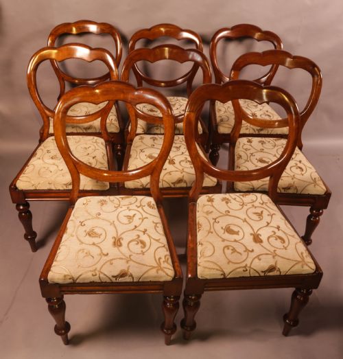 a set of 8 victorian balloon back dining chairs - CATEGORY: ANTIQUE CHAIRS - DATED 19TH CENTURY