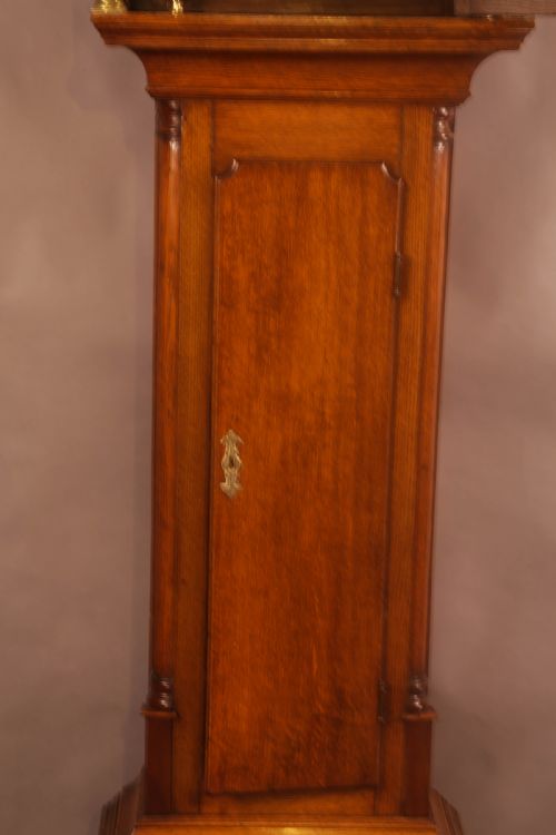 8 DAY OAK CASED BRASS DIAL LONGCASE CLOCK WILLIAM ATKINSON OF SHEFFIELD - ADDITIONAL PHOTO 2