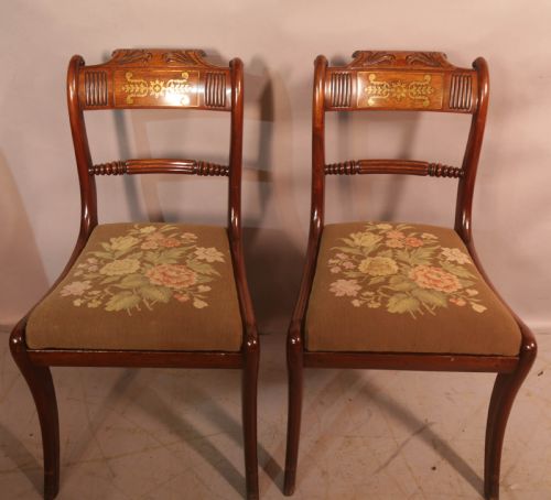 A TOP QUALITY SET OF 8 REGENCY BRASS INLAID DINING CHAIRS - ADDITIONAL PHOTO 6