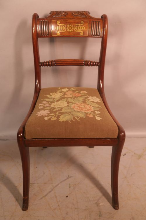 A TOP QUALITY SET OF 8 REGENCY BRASS INLAID DINING CHAIRS - ADDITIONAL PHOTO 7