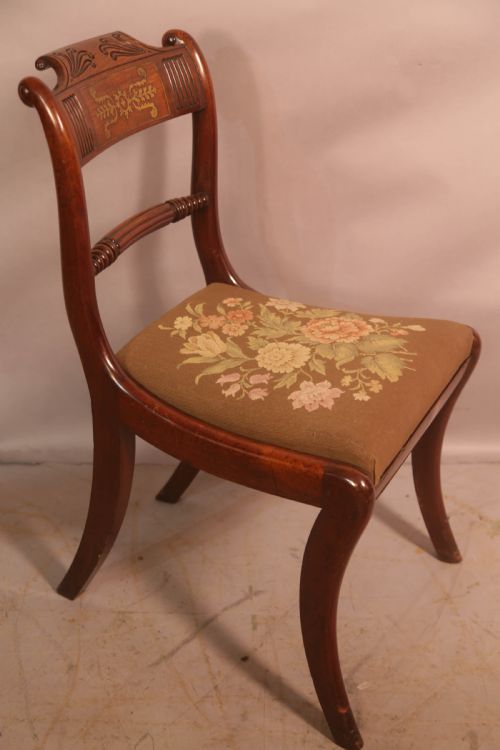 A TOP QUALITY SET OF 8 REGENCY BRASS INLAID DINING CHAIRS - ADDITIONAL PHOTO 8