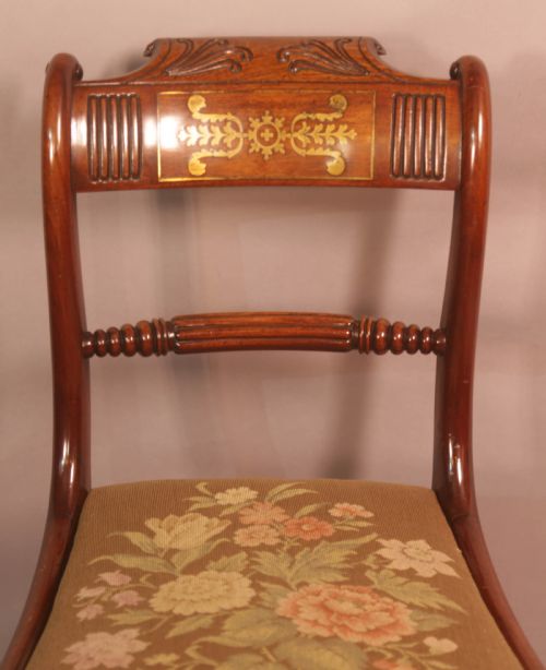 A TOP QUALITY SET OF 8 REGENCY BRASS INLAID DINING CHAIRS - ADDITIONAL PHOTO 11