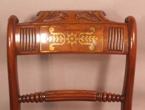 A TOP QUALITY SET OF 8 REGENCY BRASS INLAID DINING CHAIRS - ADDITIONAL PHOTO 12