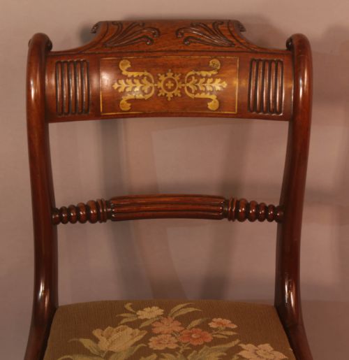 A TOP QUALITY SET OF 8 REGENCY BRASS INLAID DINING CHAIRS - ADDITIONAL PHOTO 14