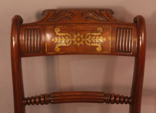 A TOP QUALITY SET OF 8 REGENCY BRASS INLAID DINING CHAIRS - ADDITIONAL PHOTO 15