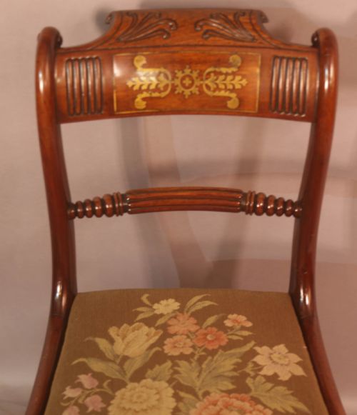 A TOP QUALITY SET OF 8 REGENCY BRASS INLAID DINING CHAIRS - ADDITIONAL PHOTO 17