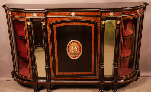 a stunning ebonized and amboyner wood credenza - CATEGORY: ANTIQUE SIDEBOARDS - DATED 19TH CENTURY