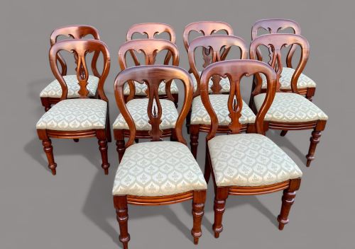 a set of 10 victorian spear point balloon back dining chairs - CATEGORY: ANTIQUE CHAIRS - DATED VICTORIAN