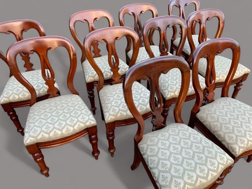 A SET OF 10 VICTORIAN SPEAR POINT BALLOON BACK DINING CHAIRS - ADDITIONAL PHOTO 2