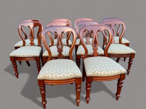 A SET OF 10 VICTORIAN SPEAR POINT BALLOON BACK DINING CHAIRS - ADDITIONAL PHOTO 3
