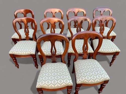 A SET OF 10 VICTORIAN SPEAR POINT BALLOON BACK DINING CHAIRS - ADDITIONAL PHOTO 4