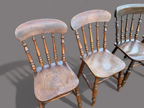 A SET OF 4 KITCHEN CHAIRS IN ASH AND ELM C1900 - ADDITIONAL PHOTO 3