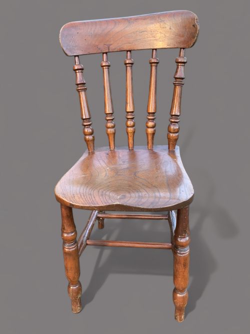 A SET OF 4 KITCHEN CHAIRS IN ASH AND ELM C1900 - ADDITIONAL PHOTO 5