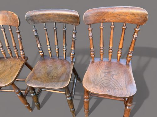 A SET OF 4 KITCHEN CHAIRS IN ASH AND ELM C1900 - ADDITIONAL PHOTO 7