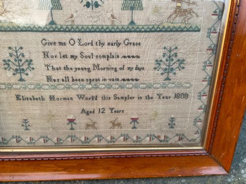 NEEDLE WORK SAMPLER ELIZABETH NORMAN 1808 AGED 12YEARS - ADDITIONAL PHOTO 1