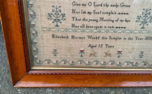 NEEDLE WORK SAMPLER ELIZABETH NORMAN 1808 AGED 12YEARS - ADDITIONAL PHOTO 2