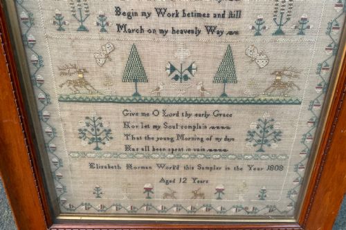 NEEDLE WORK SAMPLER ELIZABETH NORMAN 1808 AGED 12YEARS - ADDITIONAL PHOTO 3