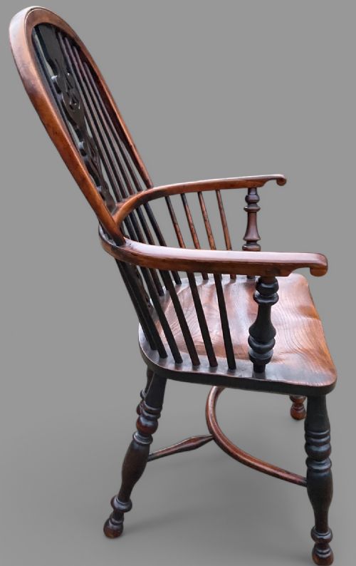 A SUPER HIGH BACK YEW WOOD WINDSOR CHAIR BY GABBITASS OF WORKSOP - ADDITIONAL PHOTO 1