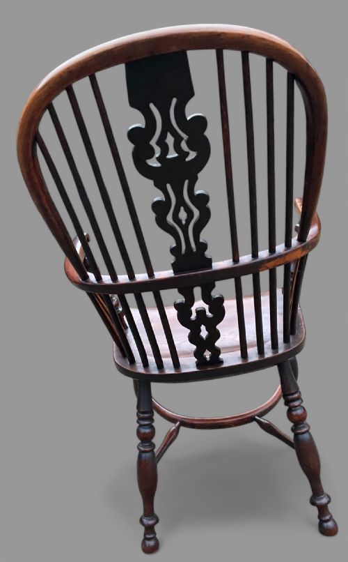 A SUPER HIGH BACK YEW WOOD WINDSOR CHAIR BY GABBITASS OF WORKSOP - ADDITIONAL PHOTO 2