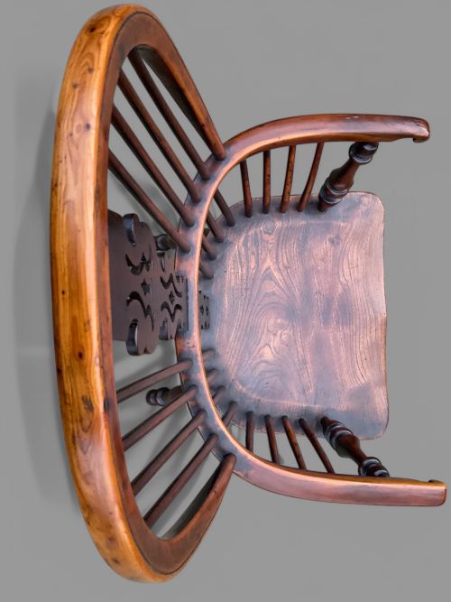 A SUPER HIGH BACK YEW WOOD WINDSOR CHAIR BY GABBITASS OF WORKSOP - ADDITIONAL PHOTO 3