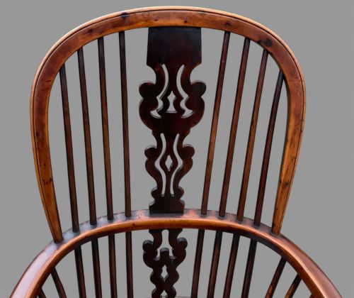 A SUPER HIGH BACK YEW WOOD WINDSOR CHAIR BY GABBITASS OF WORKSOP - ADDITIONAL PHOTO 4
