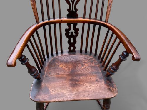 A SUPER HIGH BACK YEW WOOD WINDSOR CHAIR BY GABBITASS OF WORKSOP - ADDITIONAL PHOTO 5