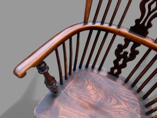 A SUPER HIGH BACK YEW WOOD WINDSOR CHAIR BY GABBITASS OF WORKSOP - ADDITIONAL PHOTO 9