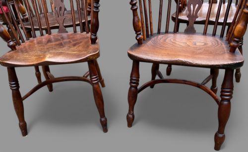 A SET OF 4 YEW WOOD LOW BACK WINDSOR CHAIRS ROCKLEY MAKER - ADDITIONAL PHOTO 2
