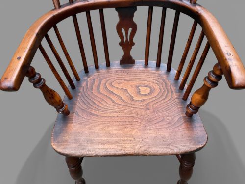 A SET OF 4 YEW WOOD LOW BACK WINDSOR CHAIRS ROCKLEY MAKER - ADDITIONAL PHOTO 4