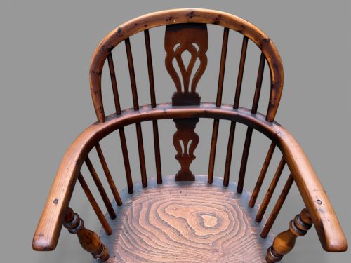 A SET OF 4 YEW WOOD LOW BACK WINDSOR CHAIRS ROCKLEY MAKER - ADDITIONAL PHOTO 6