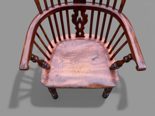 A SUPER HIGH BACK YEW WOOD WINDSOR CHAIR BY GABBITASS OF WORKSOP - ADDITIONAL PHOTO 3