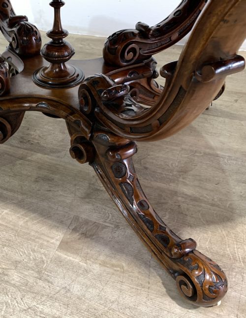 A VERY GOOD VICTORIAN BURR WALNUT CENTRE TABLE - ADDITIONAL PHOTO 8