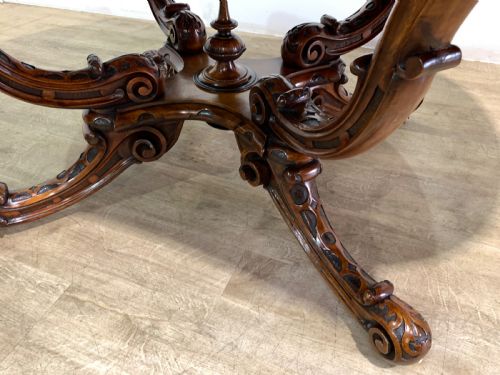 A VERY GOOD VICTORIAN BURR WALNUT CENTRE TABLE - ADDITIONAL PHOTO 9
