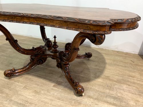 A VERY GOOD VICTORIAN BURR WALNUT CENTRE TABLE - ADDITIONAL PHOTO 10