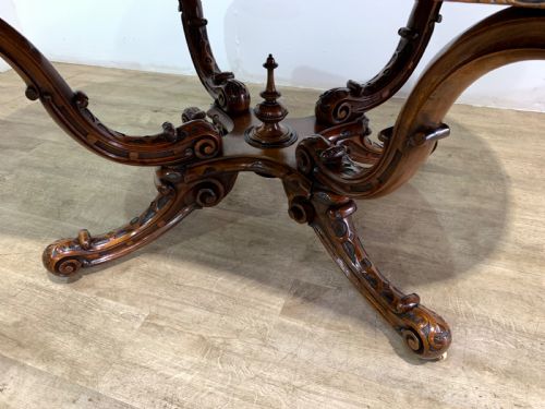 A VERY GOOD VICTORIAN BURR WALNUT CENTRE TABLE - ADDITIONAL PHOTO 11