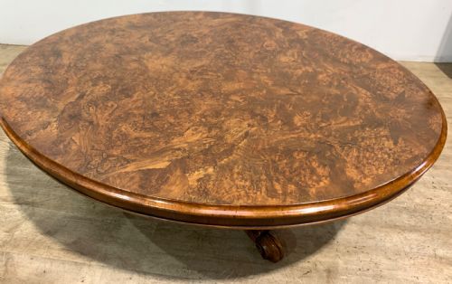 A VICTORIAN BURR WALNUT COFFEE TABLE - ADDITIONAL PHOTO 1