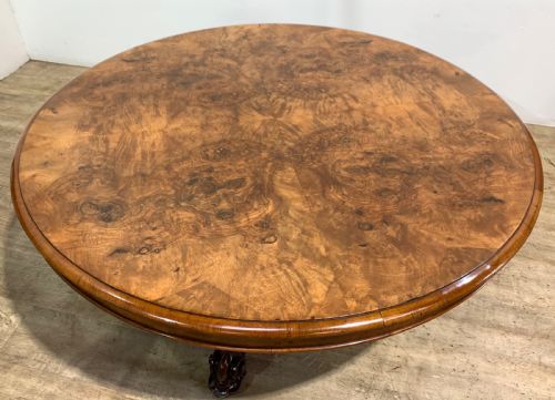 A SUPER VICTORIAN BURR WALNUT COFFEE TABLE - ADDITIONAL PHOTO 1